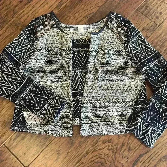 H&M Tops - H&M black and gold embellished sweater coat